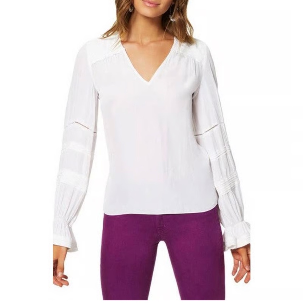 Ramy Brook “Finn” Elegant White Pintuck Blouse